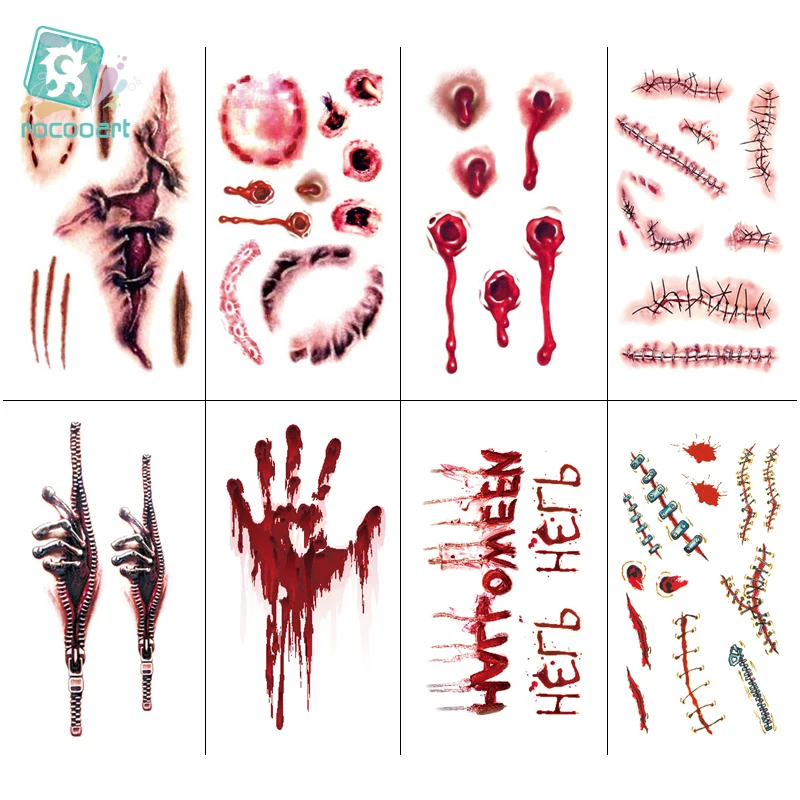 Искусственная кровь макияж для Хэллоуина украшение ужасная рана наклейка с