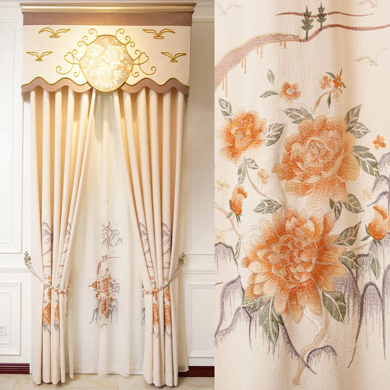 

New Style Living Room Bedroom Modern Minimalist Chenille Blackout Curtains Custom Embroidered Curtain Fabric