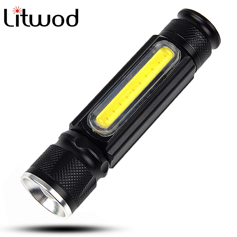 

LED Flashlight Built-in Battery USB Rechargeable Torch 4000LM T6 XM-L 3 Modes Waterproof COB Zoomable Aluminum Lanterna Camping