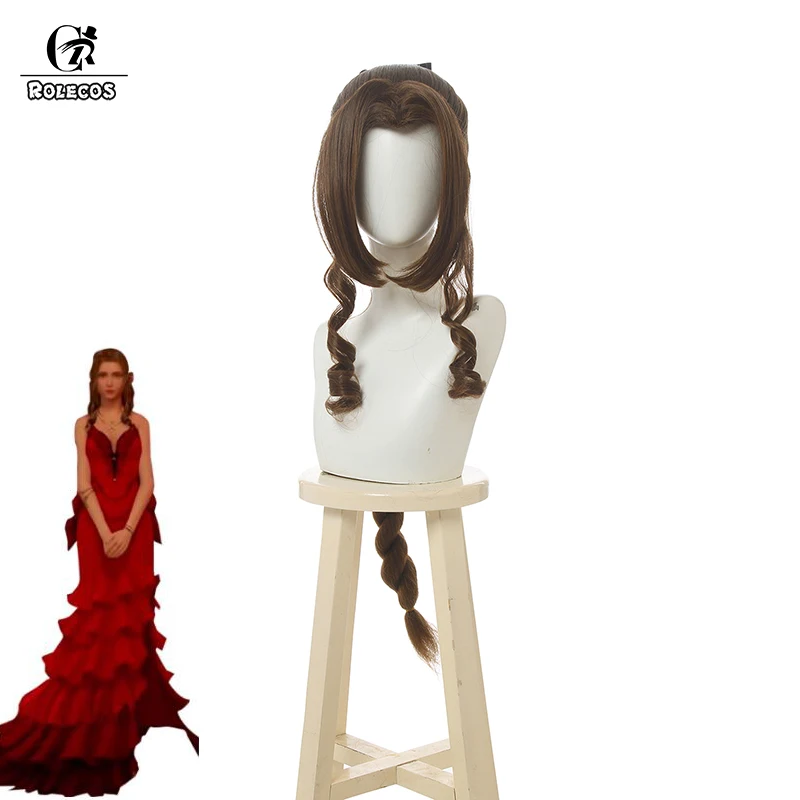 Парик для косплея ROLECOS Game FF VII 7 длинный синтетический парик Aerith gainsfun FF7 Aeris