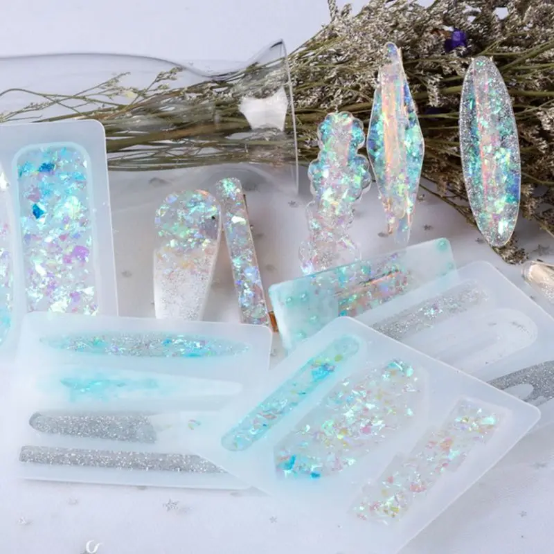 

Crystal Epoxy Resin Mold Hair Clip Barrette Casting Silicone DIY Crafts Mould