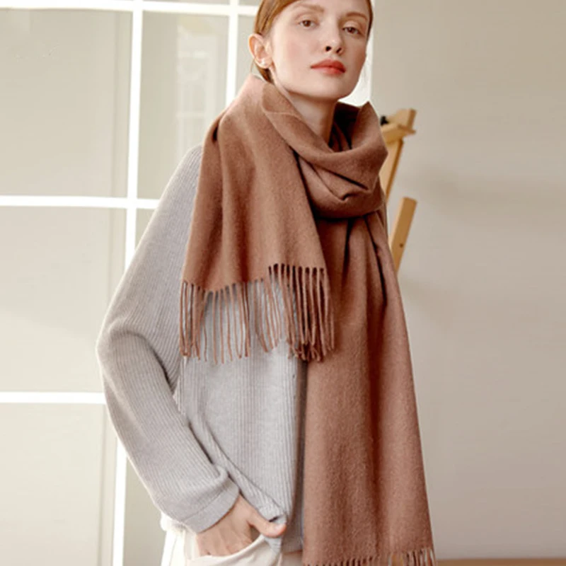 Однотонный кашемировый шарф женский модный теплый и плотный зимний для женщин