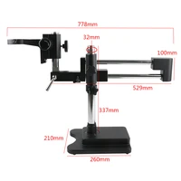 universal double boom binocular trinocular stereo zoom microscope stand 76mm focusing holder bracket for pcb industry lab