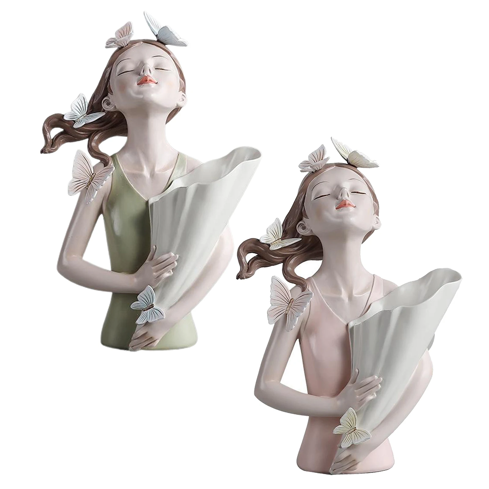 

Butterfly Fairy Figures Girl Figurines Resin Tabletop Statues Creative Decorative Flower Vase Plant Holder Planter Home Decors