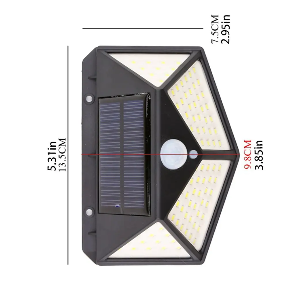 

100Led Solar Wall Light Four Sides Glow Solar Light Human Body Induction Outdoor Lighting Garden Light