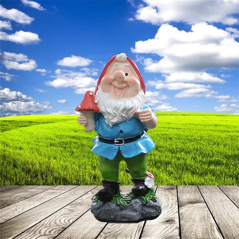 

Garden Gnome Statue Resin Dwarf Holding A Mushroom Figurine Cartoon Fairy Tales Small Home Ornament for Kids Shelf part