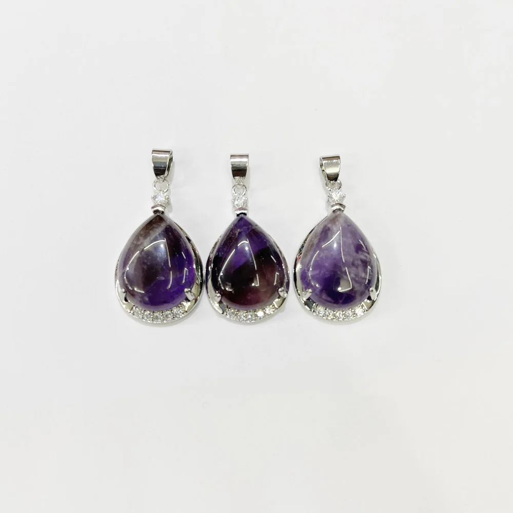 Новые Модные природный камень аметистами капли воды комплект ювелирных изделий