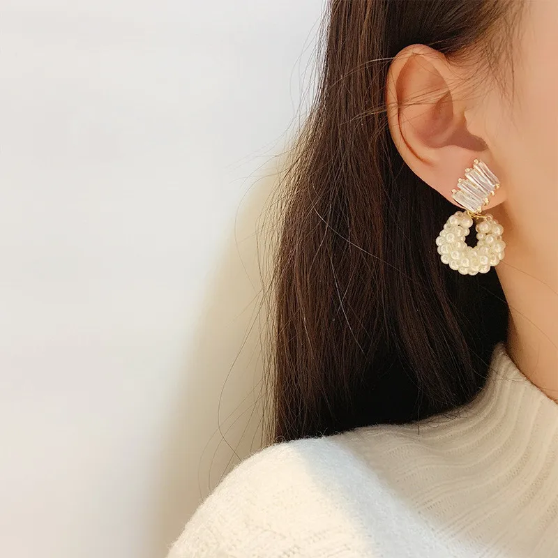 Серьги-гвоздики женские с жемчугом и цирконом 2020 | Украшения аксессуары