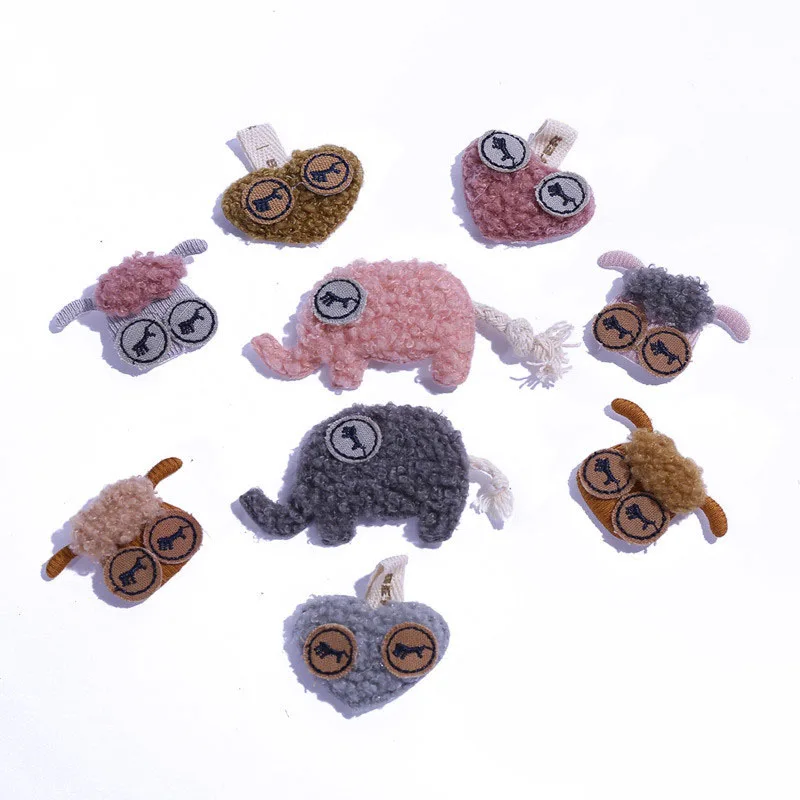 16 шт./партия плюшевая ткань мягкая аппликация мультяшная нашивка со слоном для