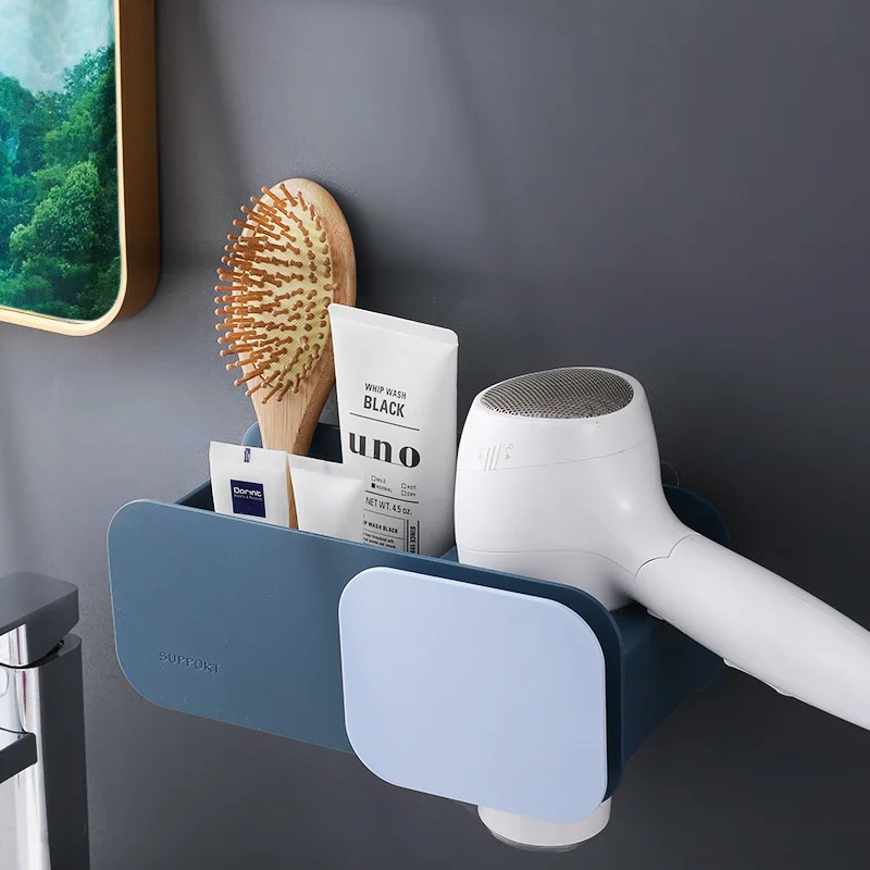 

Hair Dryer Rack Wall-mounted Storage Rack Seamless Stickers Creative Suction Cup Hair Dryer Bracket Bathroom Supplies