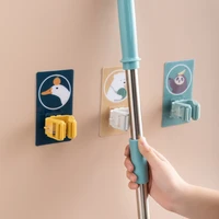 mop holder broom card seat mop hook strong mark free punch free mopping cloth clip bathroom wall hanger cartoon stick hook