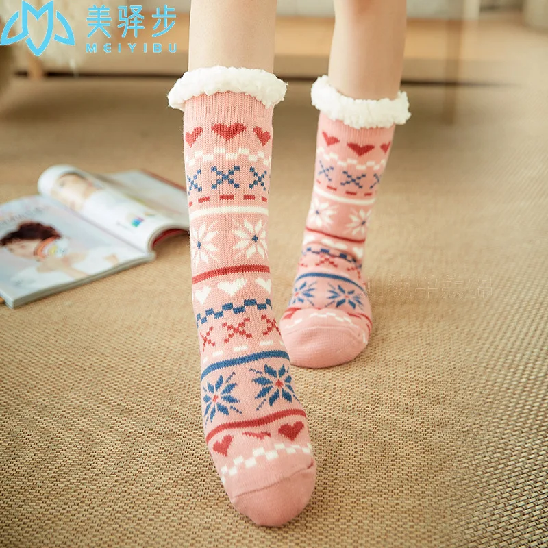 1 Pair Autumn and Winter Thickened Velvet Floor Socks Household Slipper Socks Warm Sleep Carpet Stocking for Winter