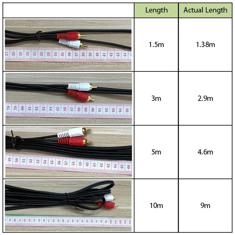 1.5M 3M 5M 10M 3.5mm Plug Jack Connector to 2 RCA Male Music Stereo Adapter Cable Audio AUX Line for Phones TV Sound Speakers images - 6