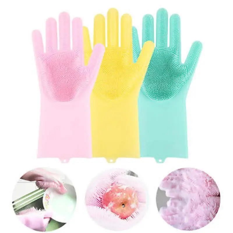 

Net red dishwashing gloves housework cleaning multifunctional household silicone waterproof kitchen brush bowl artifact magic gl