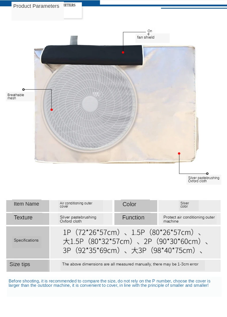 

Outdoor Air Conditioner Cover Rainproof, Dustproof, Washable, Snowproof, Cleaning Bag, Oxford Air Conditioner Cover