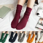 Гольфы в Корейском стиле для старшей школы, женские модные однотонные осенне-зимние носки для девочек, винтажные мягкие эластичные Длинные теплые сапоги, носки
