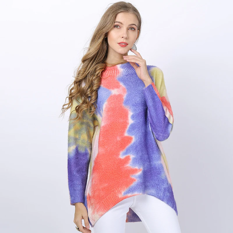 

Winter Women Knitted Sweater Oversized Batwing Sleeve Sweater Dress Women Clothing Print Thicken Pullovers Jumper Pull Femme