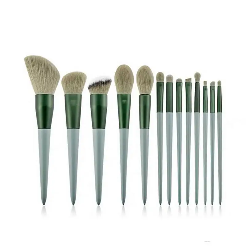 

Набор зеленых кистей для макияжа Four Seasons, 13 шт., для фиксации, с высоким блеском, для румян, для пудры, теней для век, инструмент для красоты, Ки...