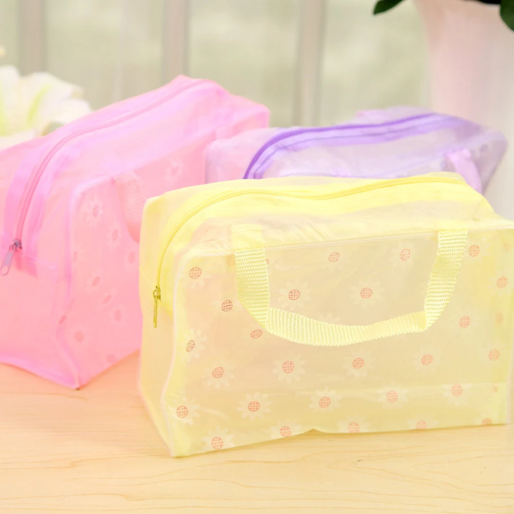 Портативный цветочный принт водонепроницаемый прозрачный макияж косметика