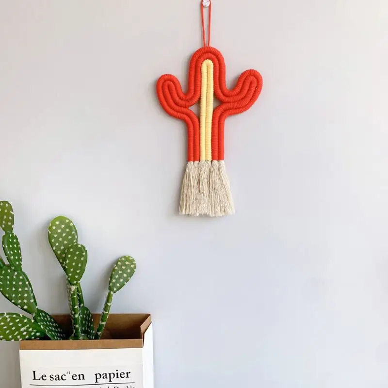 

Cactus Plant Hanging Decorations Handmade Weaving Plants Ornament Kids Room Wall Home Kid Room Decor