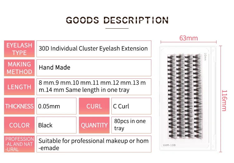 Efc beauty 0,05-30D Индивидуальные ресницы 30d Кластерное наращивание ресниц Профессиональные норковые накладные ресницы