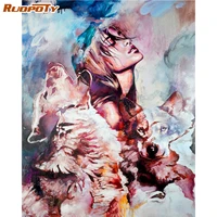 ruopoty painting by number diy kits acrylic paints frame for adults on canvas coloring by number animals picture decor wall art