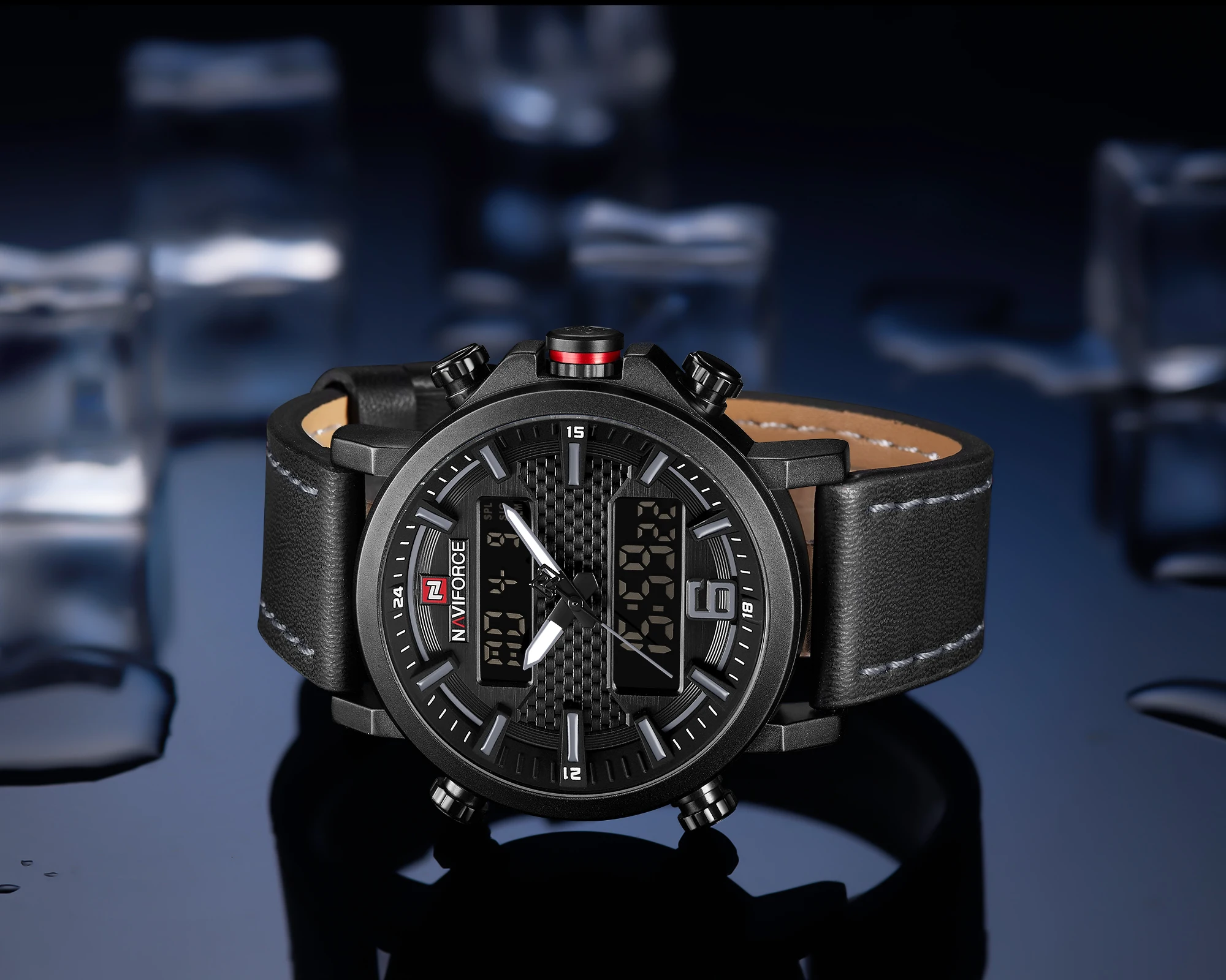 NAVIFORCE спортивные мужские часы Топ бренд Luxuxry кварцевые светодиодные цифровые