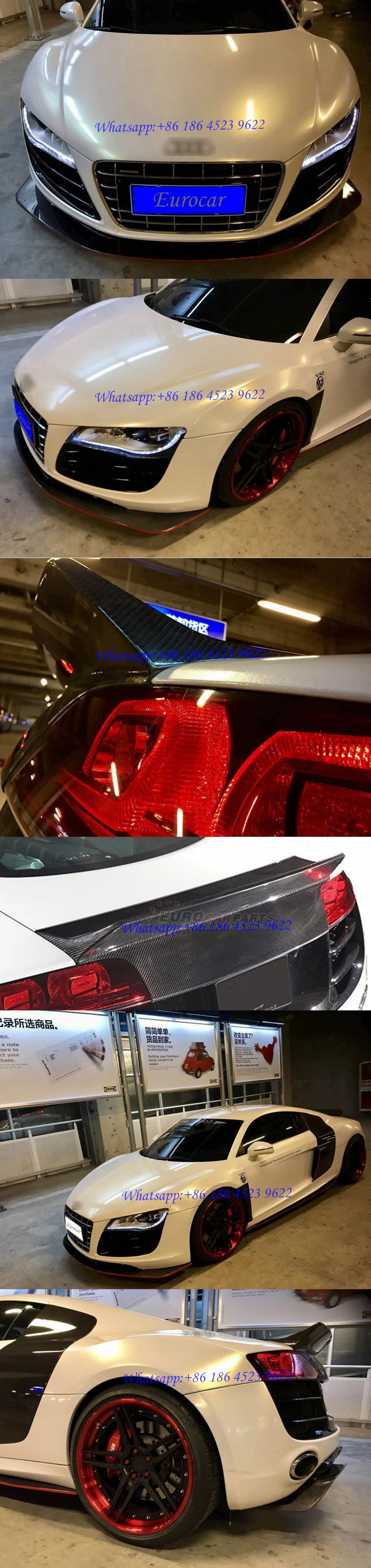 Углеродные детали для R8 LB СТИЛЬ передняя губа задний диффузор r8 спойлер УГЛЕРОДНЫЙ Задний крыло