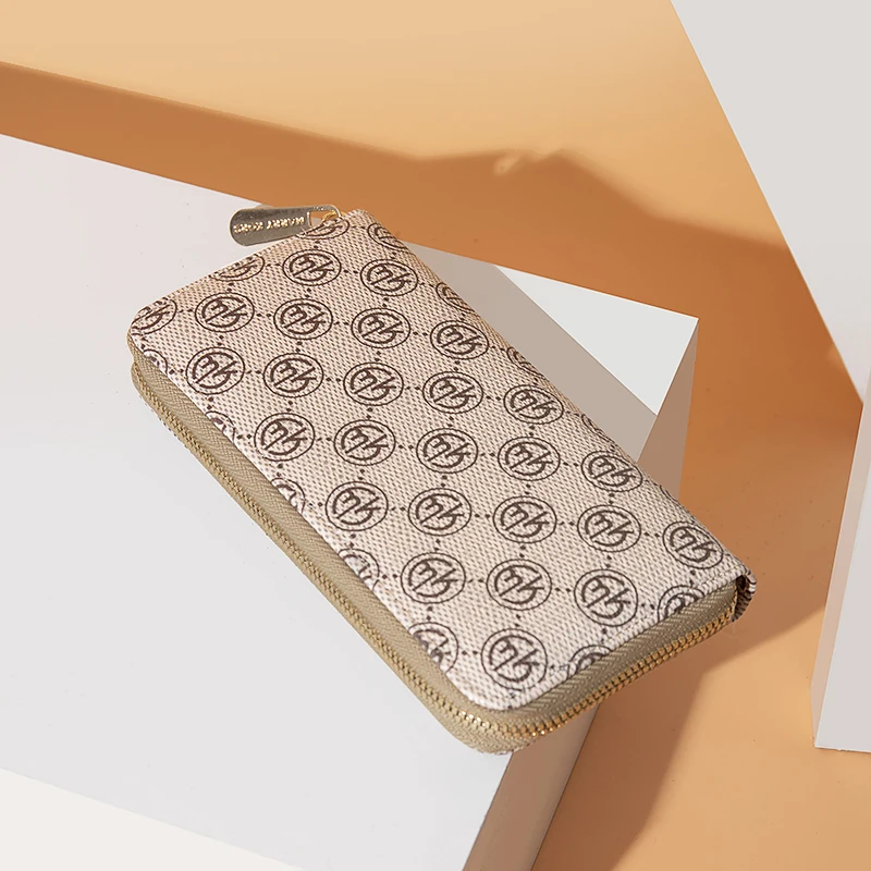 MARRY KORS, женские кожаные кошельки на молнии, бежевый карман для телефона, кошелек, держатель для карт, Женский Длинный кошелек, портмоне, держатель для карт, клатч