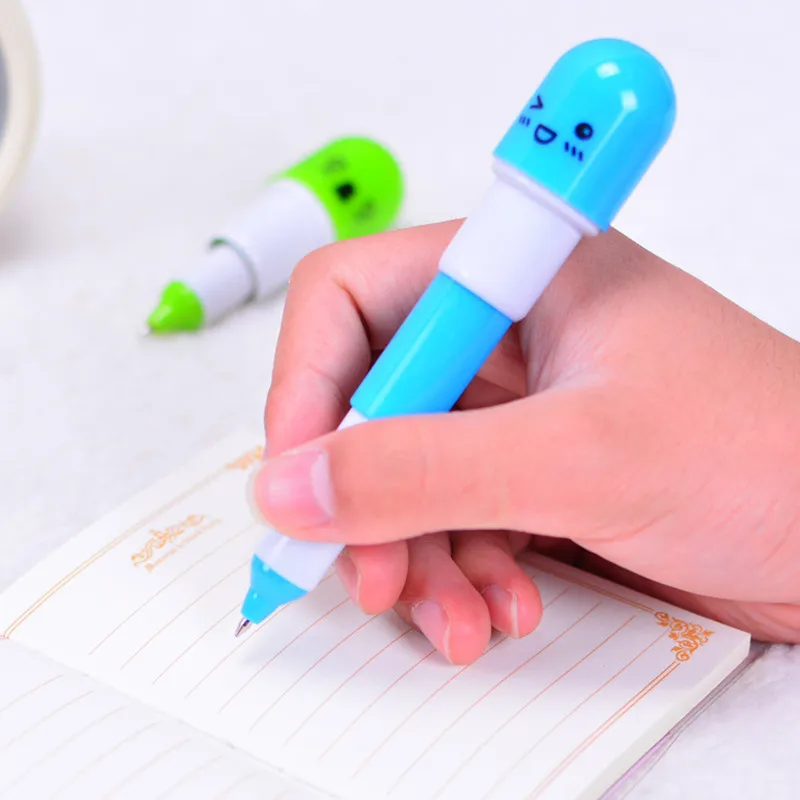 

Cute Blue Ink Capsule Creative Pills Ball Ballpoint Pens Ballpen For Office School Writing Supplies Stationery