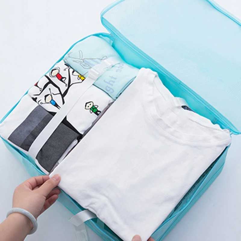 8Pcs Travel Storage Bag Set For Clothes Luggage Packing Square Organizer Suitcase-Navy | Дом и сад