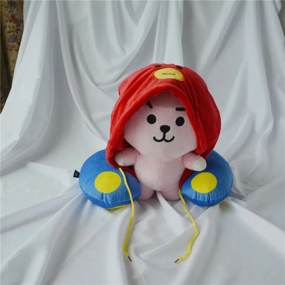 

Популярная Корейская мультяшная U-образная подушка с капюшоном, креативная дорожная подушка для шеи