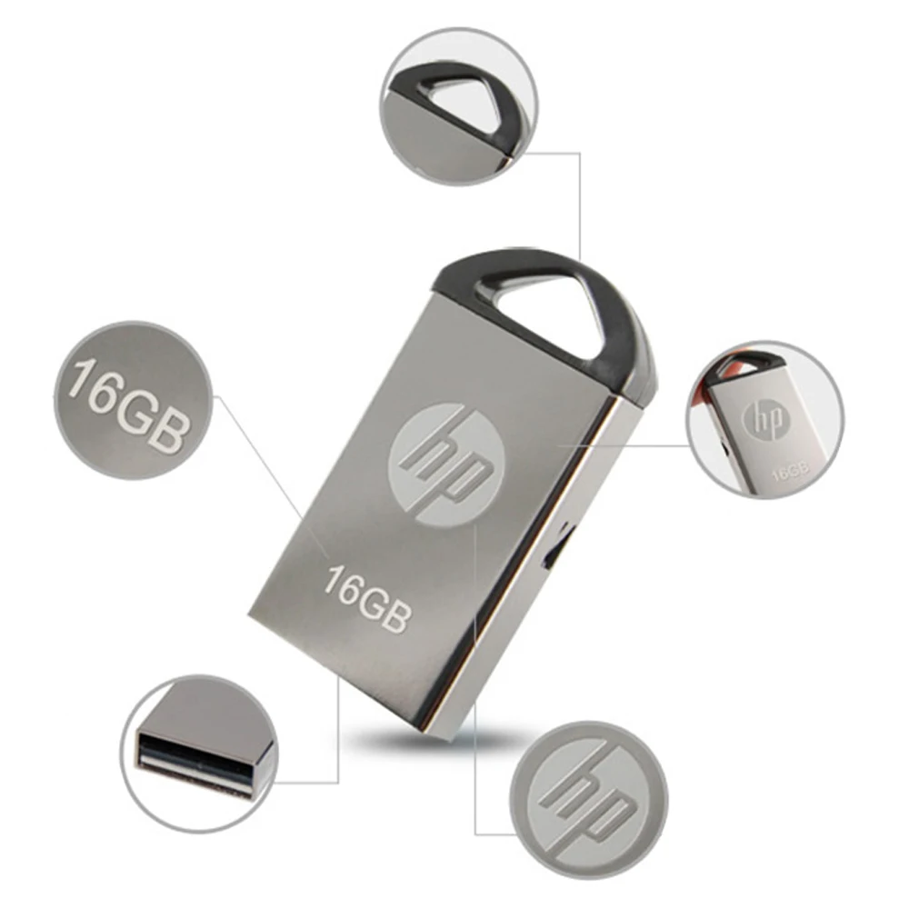 Мини USB-флеш-накопитель HP для автомобиля 64 ГБ 32 16 металлический флеш-накопитель USB