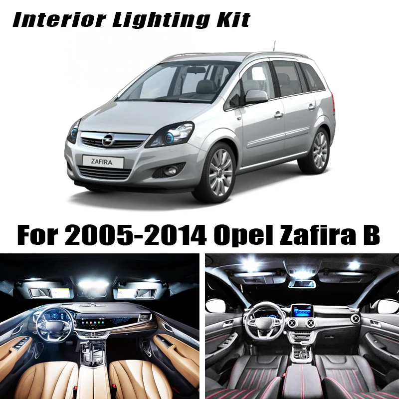 Светодиодный светильник для салона автомобиля 11 шт. лампы Opel Zafira B 2005-2014 Canbus Белый