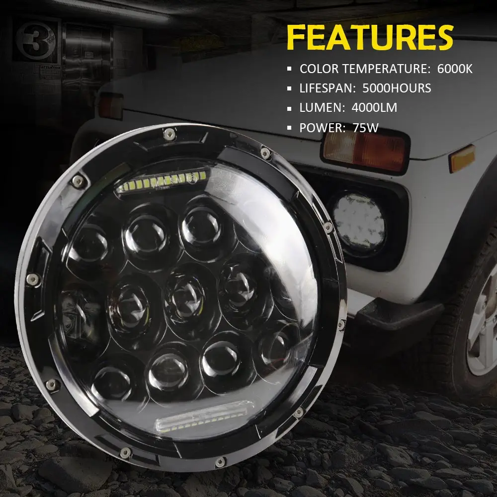 Для Jeep Wrangler светодиодные фары 7 дюймов круглые дальнего ближнего света DC 12v 24v для