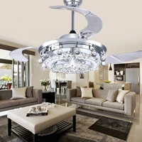 led fan crystal chandelier dining room living room fan droplights modern wallremote control crystal chandelier lights