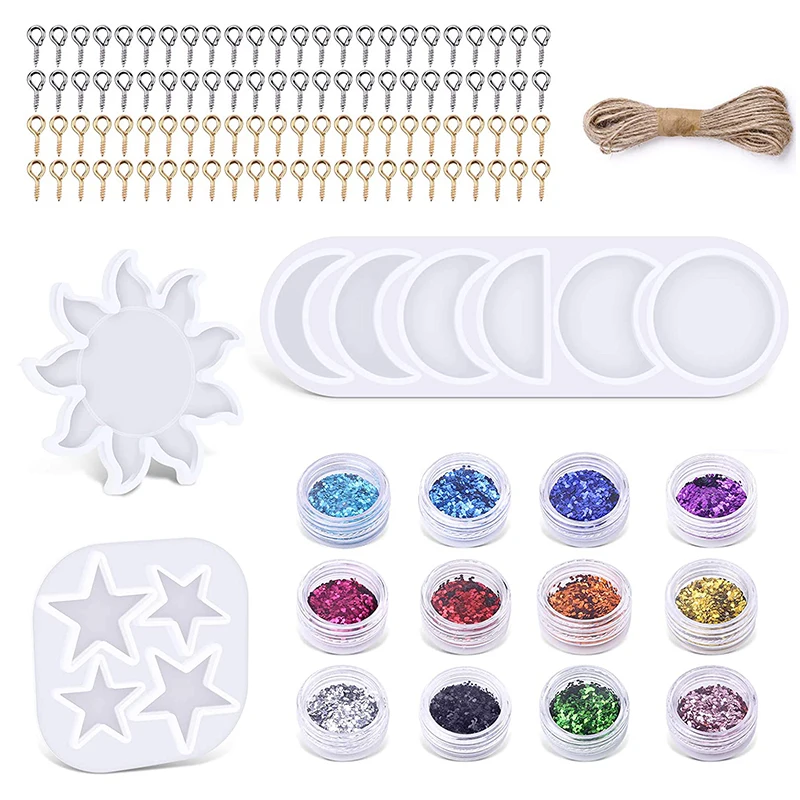 

LMDZ Moon Phase Resin Mold Silicone Epoxy Resin Mold Rope 12-color Glitter Sequins Used for Resin Handmade DIY Jewelry Making