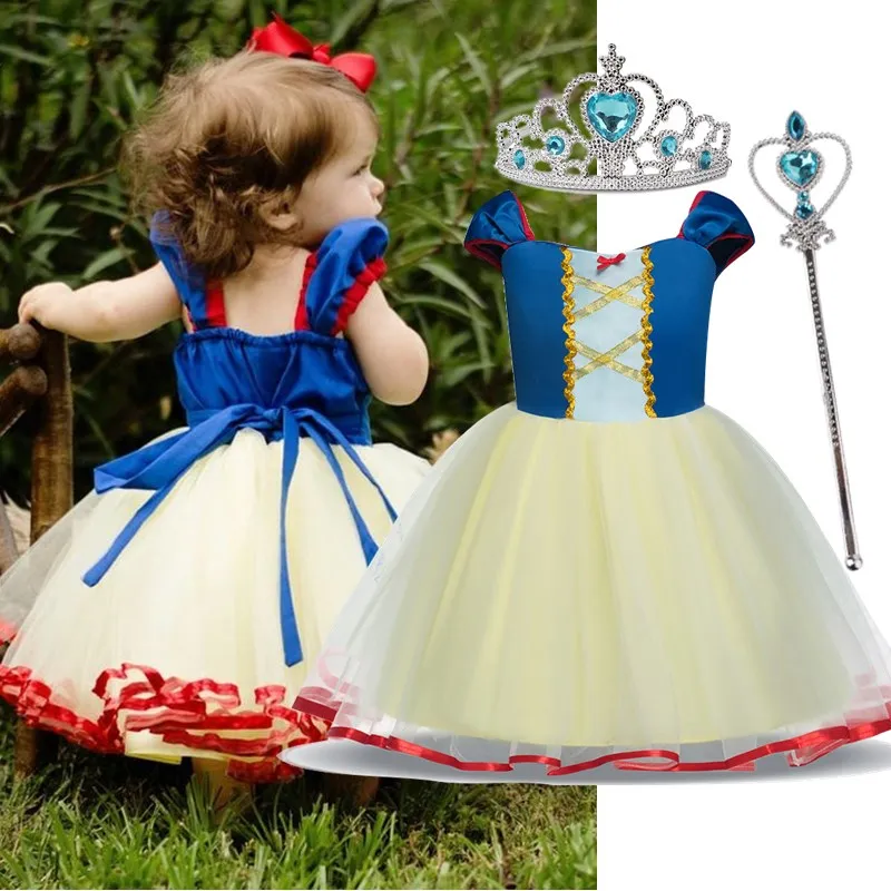 Toddler Baby 1st Birthday Party Dress Carnival Cosplay Kids Princess Costume Fancy Little Girls Snow White Disguise Clothes