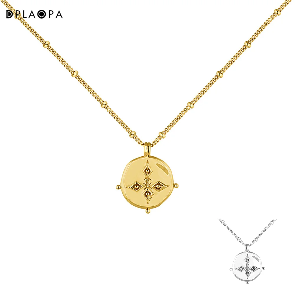 

DPLAOPA 925 Sterling Silver Antique Silver Plated gold medal Pendant Choker Long Chain Luxury Women Weddng Jewelry Wholesale