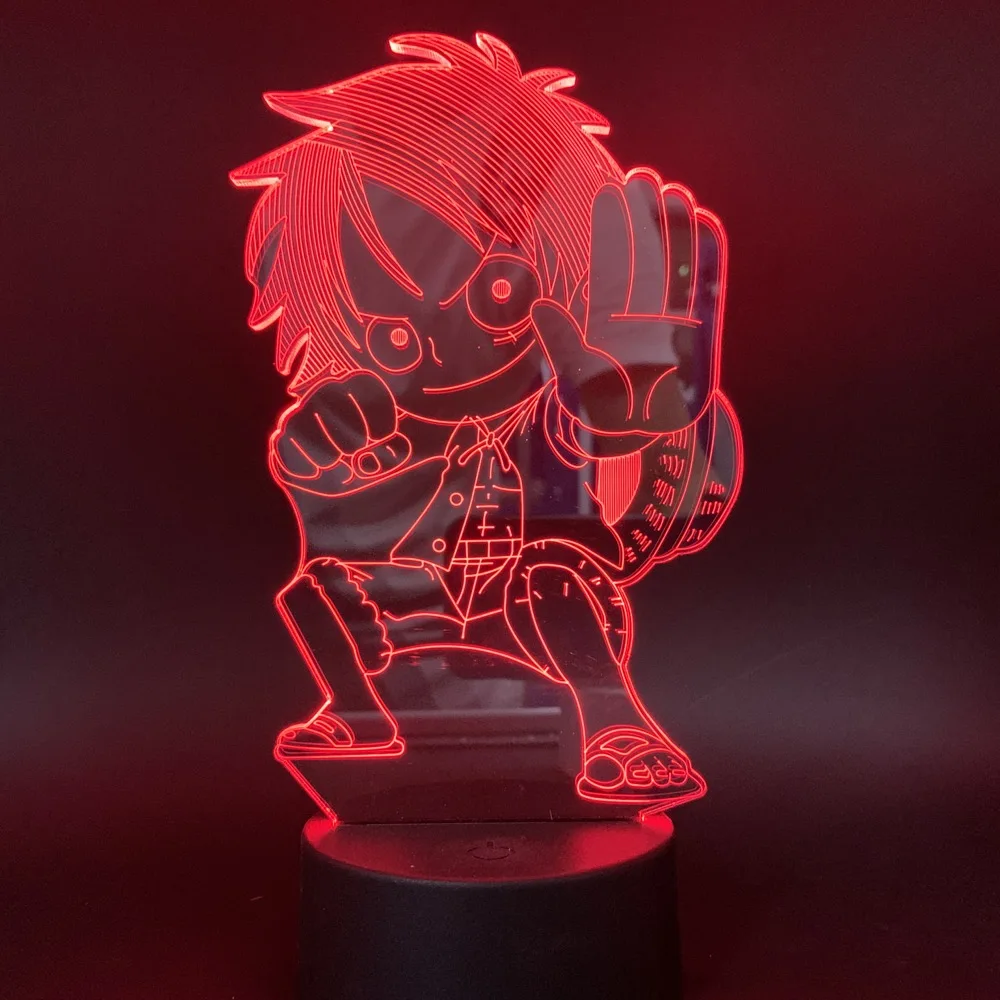 Светодиодный ночник 3D с USB сменная цветная цельная Настольная лампа аниме Луффи
