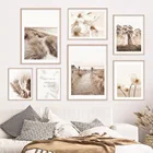 Цветок магнолии Лилия Дейзи Рид пляж сосновый конус птица скандинавский стиль настенная живопись холст постеры и принты Декор для гостиной