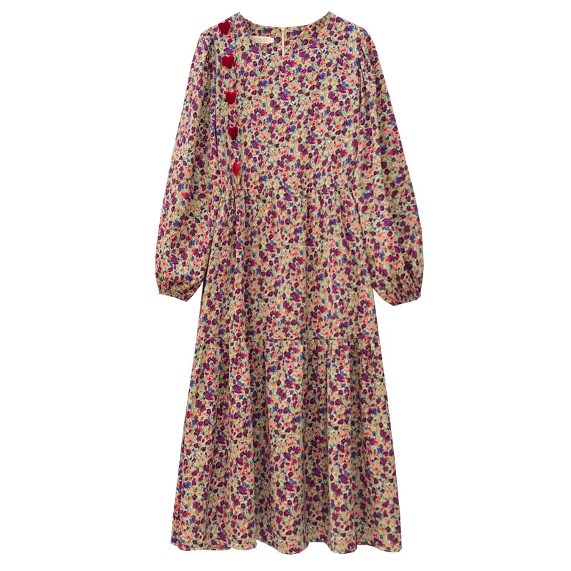 

Женское длинное платье с цветочным принтом, новинка весны 2021