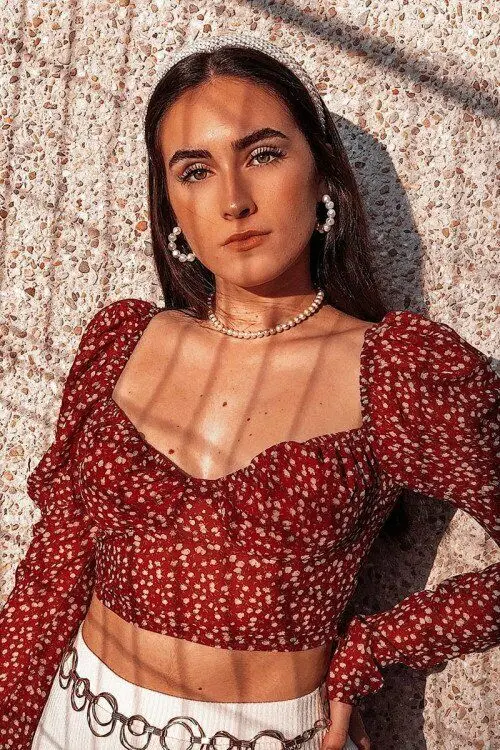 Женская винтажная блузка в горошек с квадратным вырезом и оборками длинным