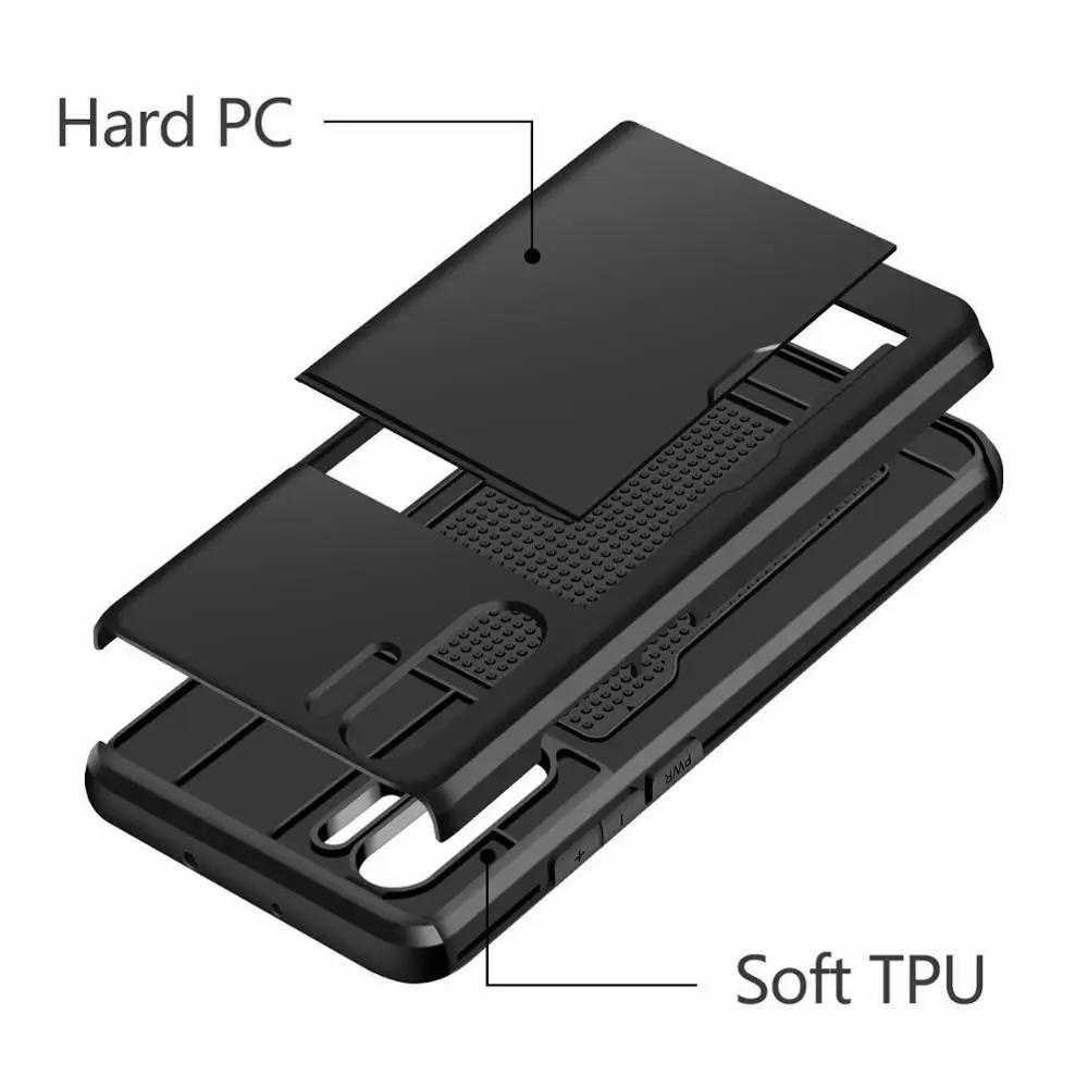 for huawei p30 pro case hard armor phone case for huawei p30 pro p30pro wallet credit card holder slide protect cover for p30 free global shipping