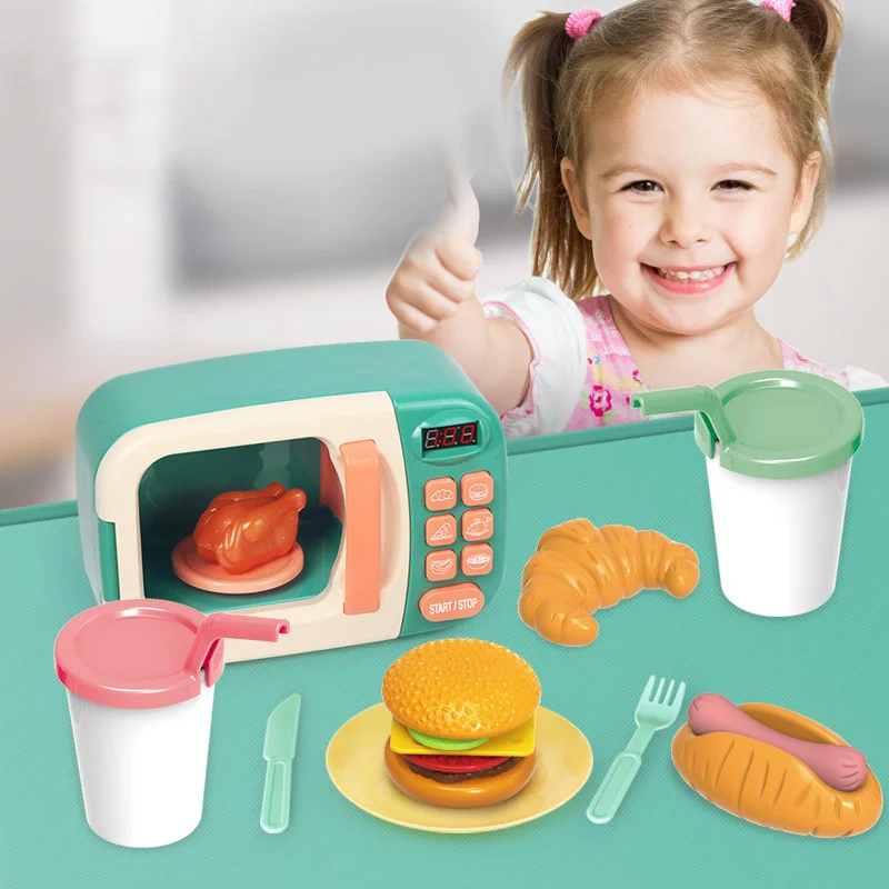 

Children's Play House Toys Simulation Small Appliances Electric Timing Kitchen Microwave Oven Toy
