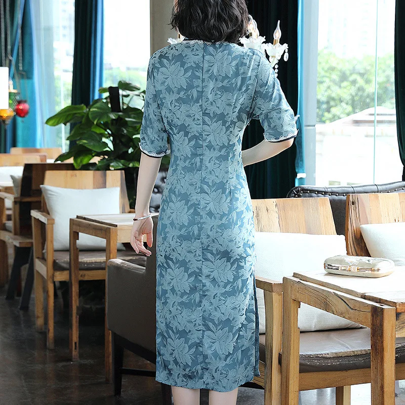 2019 новые женские жаккардовые платья qipao осенние достойные китайские стильные