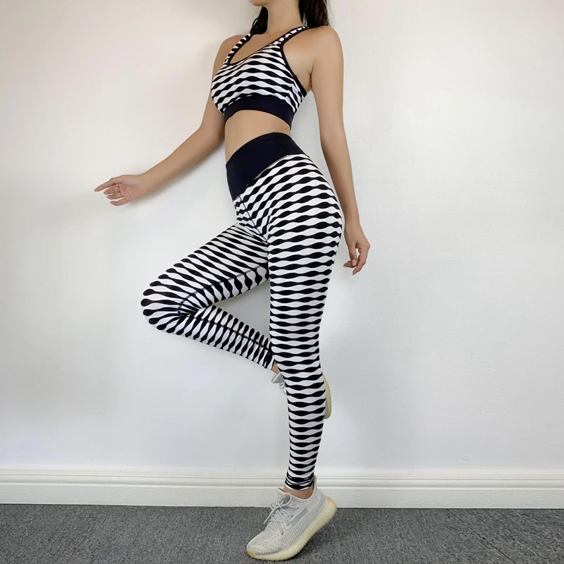 

Sexy Fitness Tracksuit For Women Quick Dry Running Suit High Waist Workout Clothes Two Piece Yoga Set Sports Bra And Yoga Pants