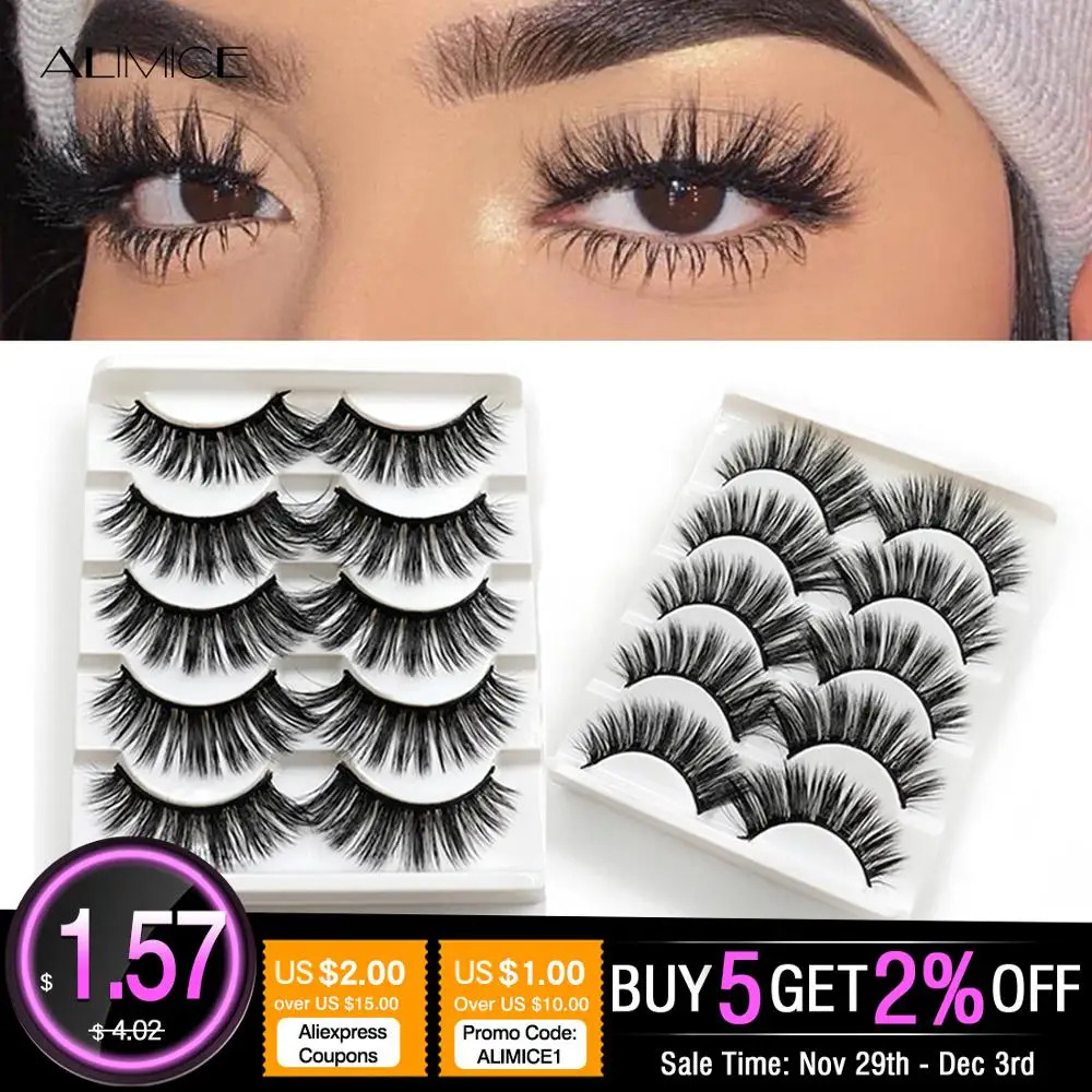 ALIMICE 5 пар норковых ресниц 3D накладные ресницы из искусственной норки натуральные