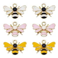 6pcspcs fashion animals charms for jewelry making enamel bee drop earrings pendant handmade accessories brooch pins keychain