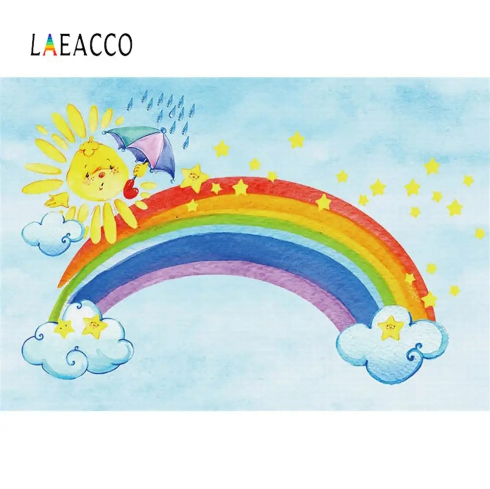 Laeacco детский фон для фотосъемки с рисунком радуги милое солнце золотая звезда